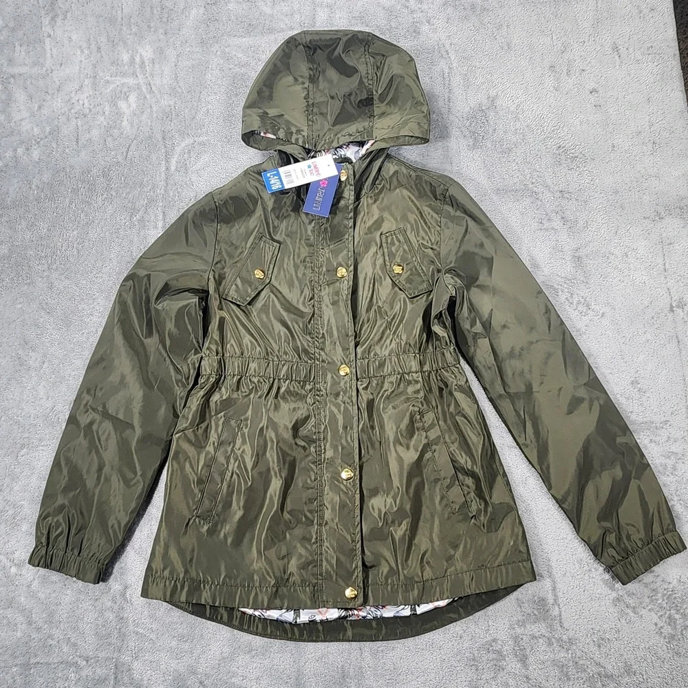 Limited Too Jacket Girls Large 14/16 Hooded Raincoat‎ New Army Polyester